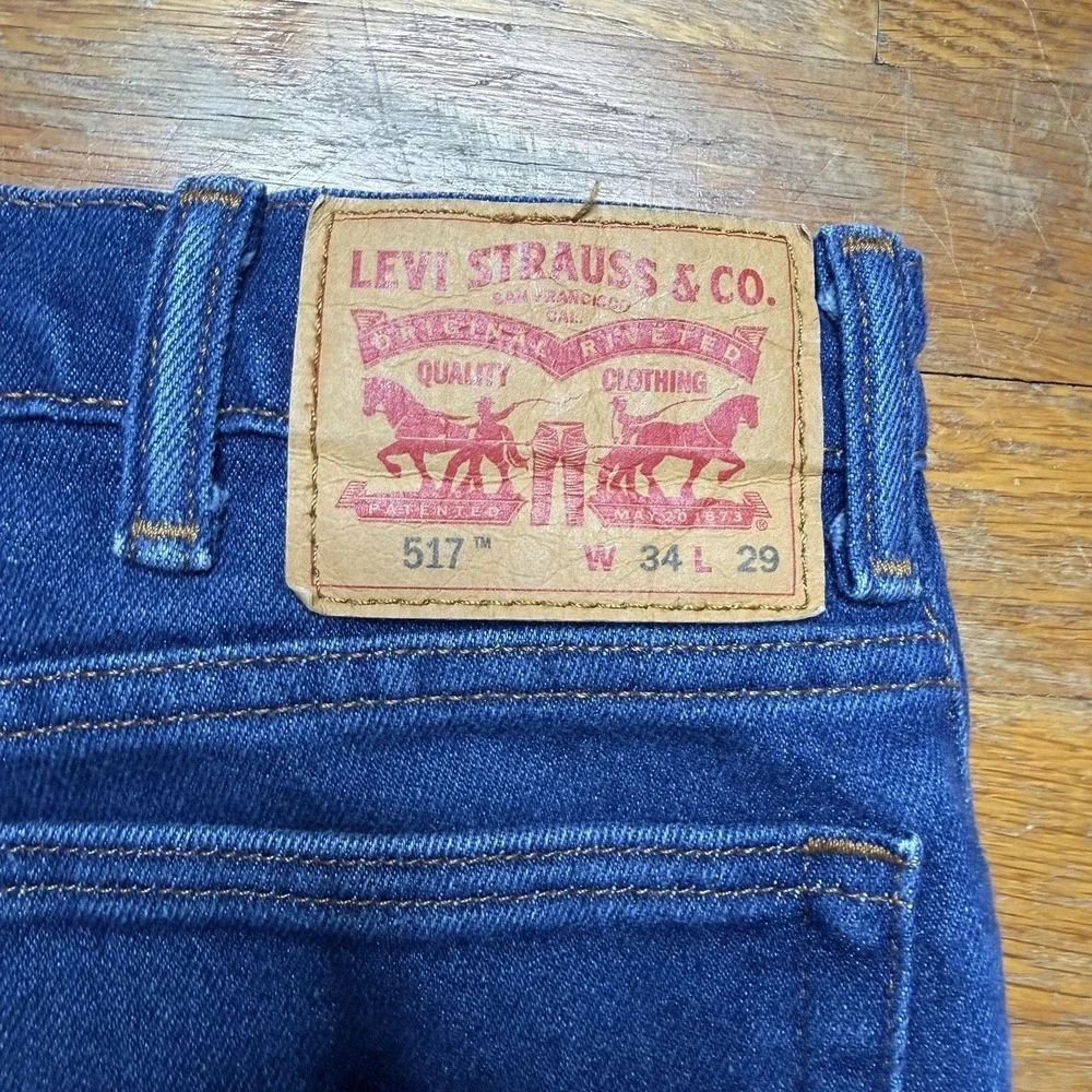 Levis 517 Jeans Men 34x29 Boot Cut Blue Denim‎ Cowboy Rodeo Western Classic